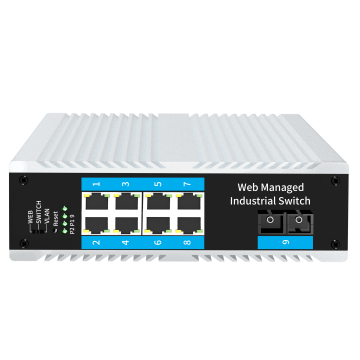 9 port 1 optique 8 électrique 10/100/1000 Mbps Interrupteur industriel Ethernet à double fibre Multi-Mode SC non géré