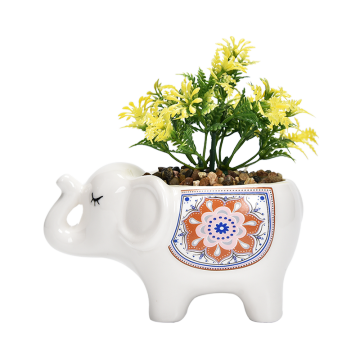 Cute Cartoon Colorful Elephant Ceramic Succulent Plant Pot