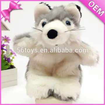 high quality soft animal toys plush fox hand finger puppet