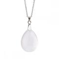 Natural Quartz Crystal 28x35MM Waterdrop Pendant Necklace with 45CM Silver Chain