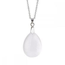 Collier pendentif en forme de goutte de cristal naturel à quartz 28x35MM avec chaîne en argent de 45 cm