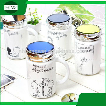 promotional gift cartoon Tuzki ceramic water tea milk coffee cup mug with handle and lid