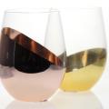 gobelets en verre à vin sans soupe réglé avec placage