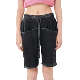 Summer high street washed distressed terry shorts