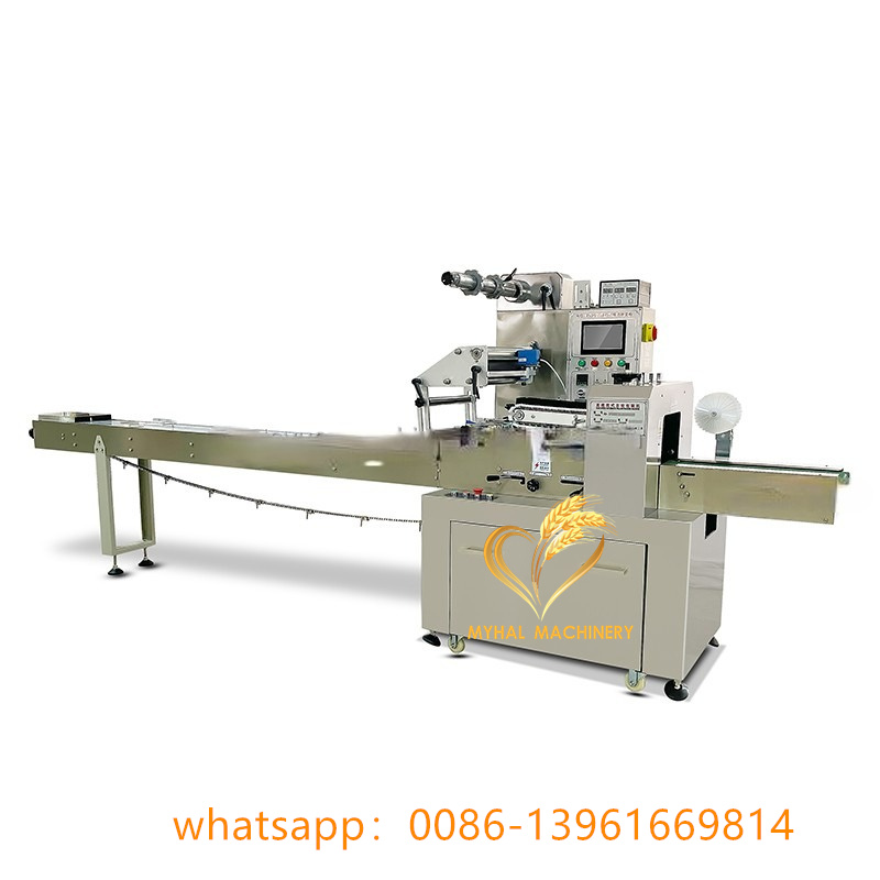 PLC Control Date ball protein bar Automatic Horizontal Wrapper Pillow Packing Machine cookie cake Flow Wrapping line