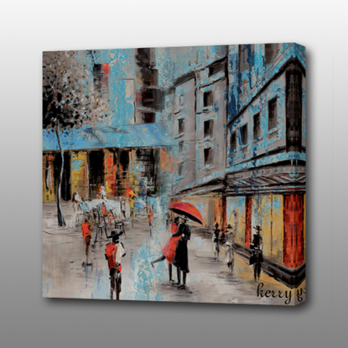 MP-537 Streetscape stampa tela pittura ad olio