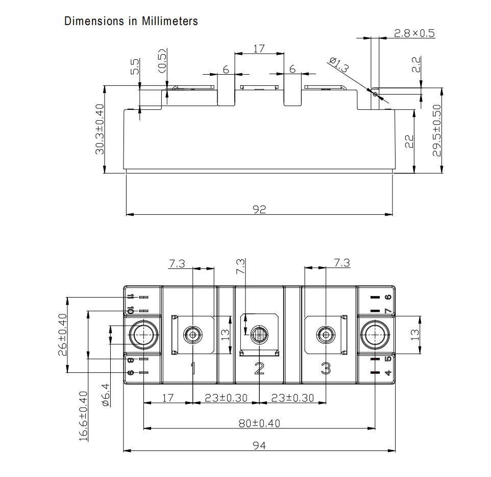 YZPST-150B120F23 Dimensions