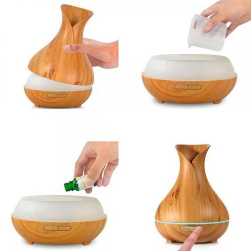 Wood Flower Design Travel Soothing Ultrasonic Diffuser 400ml