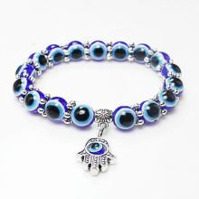 Nouveau mode femmes acrylique yeux bleus perles Charms Hand Evil Eye Bracelets