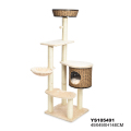 Artificial Rattan Kitty Scratching Furniture Plysch Covered Sisal Post Cat Tree