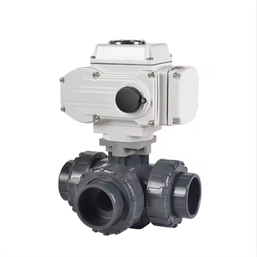 Plastic Upvc 3 Way Ball Valve Electric Actuator