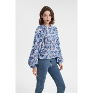 Design Ladies Long Sleeve Floral Printed Blouse Shirt