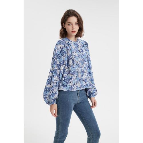 Design Ladies Long Sleeve Floral Printed Blouse Shirt