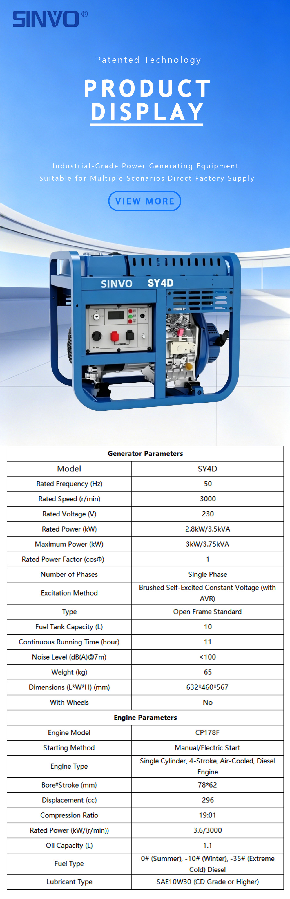 22. SY4D Open Frame Single-Phase Small Diesel Generator Set 000