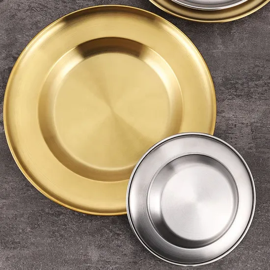 European Style Stainless Steel Round Dinner Tray