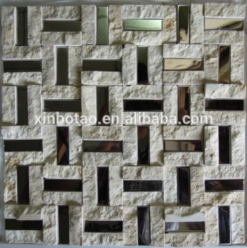 stainless steel metal mix stone strip mosaic