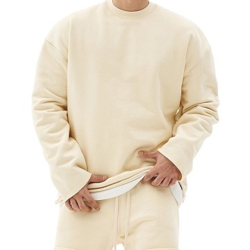 โลโก้ที่กำหนดเองของผู้ชายสีทึบสียาวแขนยาว dropshoulder crewneck ชุดเสื้อสเวตเตอร์