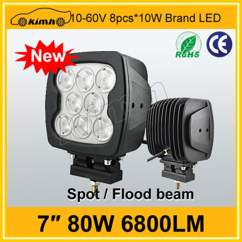 High power Brand 7" 6800LM 80w led tractor working lights