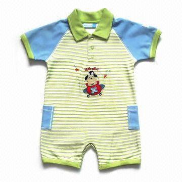 Baby Romper with Two Small Open Pockets, Made of 100% Cotton, Customized Printings are Available