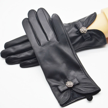 fashional warm lady sheepskin leather gloves