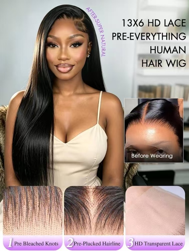 13x6 HD Lace Straight Pre-Plucked Wig