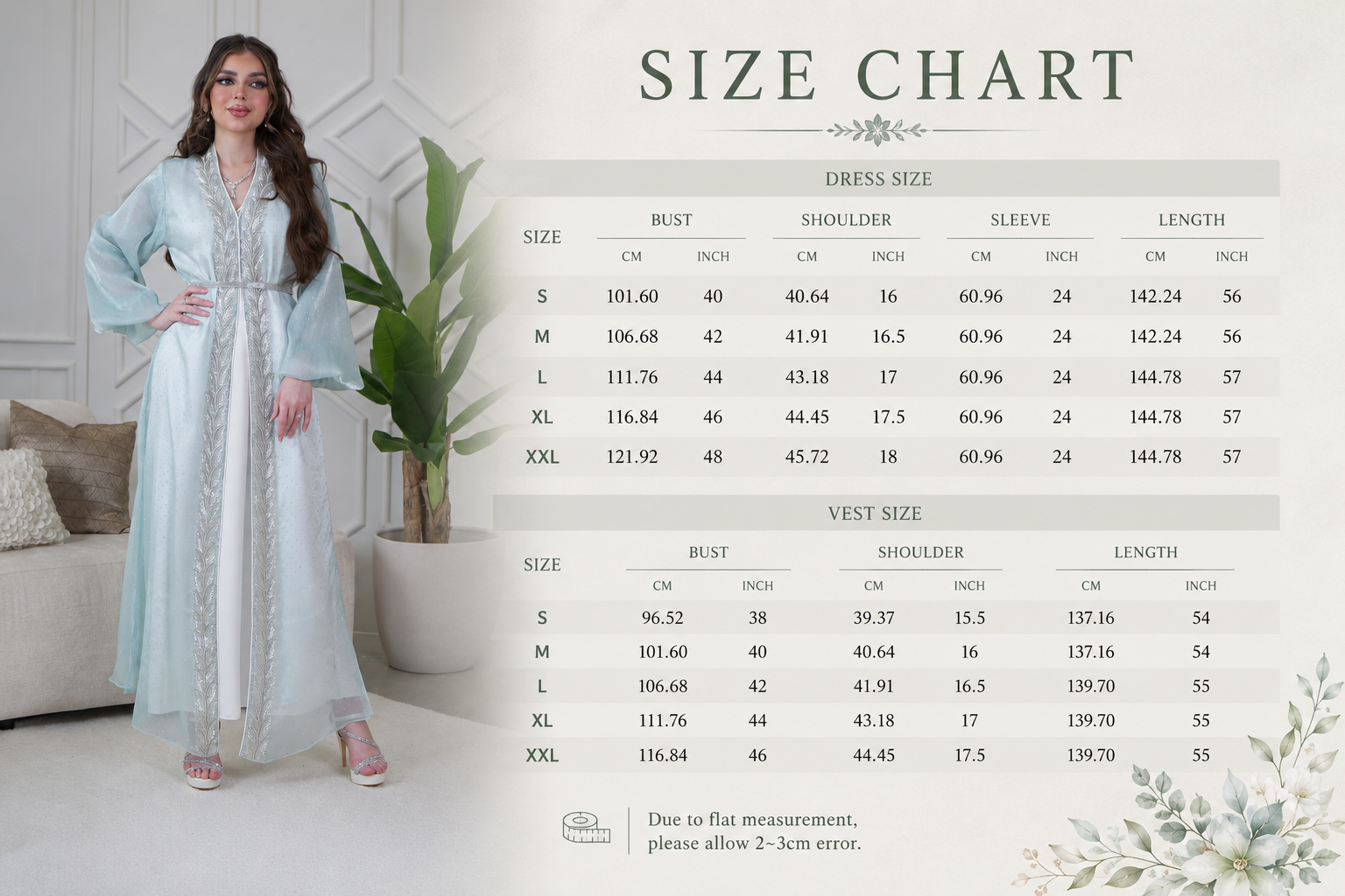 Elegant Rhinestone Puff Sleeve Open Abaya