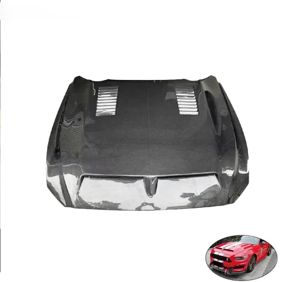 Langyu 15-17 Carbon Fiber Engine Cover for Ford Mustang Cevini Type Hood