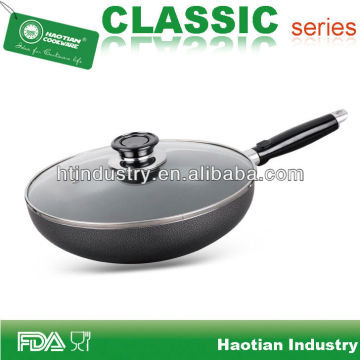 Aluminum Black Big Non Stick Coating Wok with Glass Lid