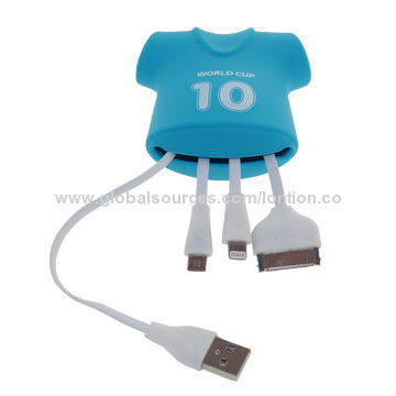 2014 New Design Multiple Lovely Molding 3-in-1 USB Data Cable, Made of Silicone Material