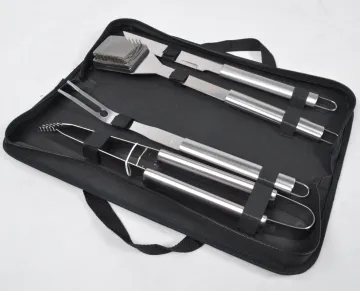 Direct Manufacturer Portable Easy carry 4 PCS Outdoor Stainless Steel Barbeque BBQ Grilling Tools Set
