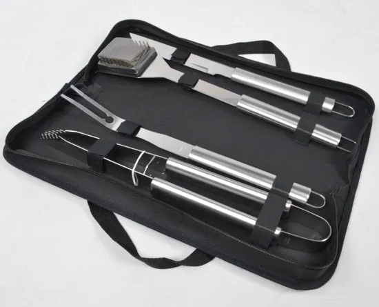 Direct Manufacturer Portable Easy carry 4 PCS Outdoor Stainless Steel Barbeque BBQ Grilling Tools Set