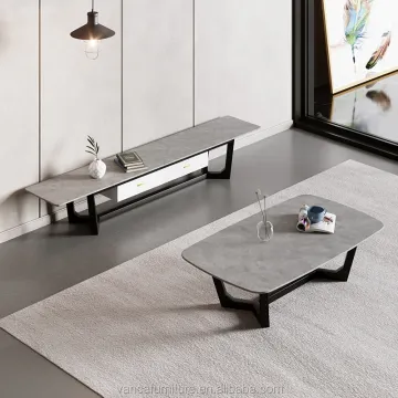 Luxury Stainless Steel Coffee Table with High-Quality Marble Top