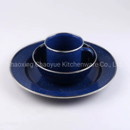Lightweight and Compact Enamel Camping Tableware Set Classic Outdoor Dinnerware Set