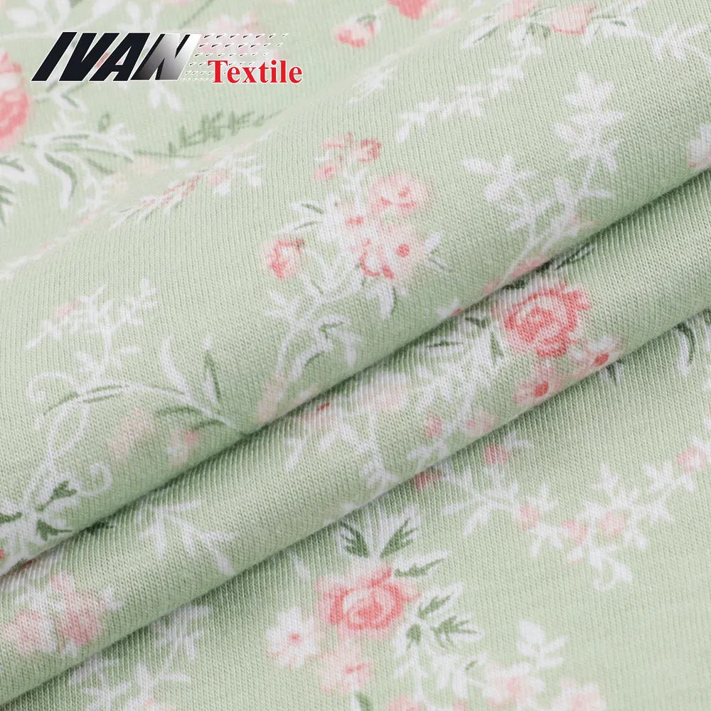 ผ้าฝ้าย 60% 40% เรยอนไม่มีผ้าสแปนเด็กซ์พิมพ์ลายสำหรับการแต่งกาย