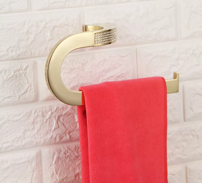 Jewelry Brass Gold Wall-Mounted Towel Rail Tissue Holder faucet 5