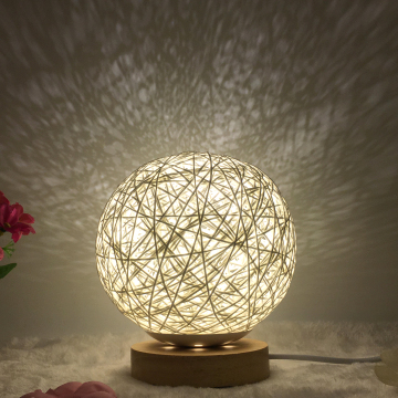 LED Rattan Ball Table Lamp 15cm - Romantic Warm Night Light for Bedroom