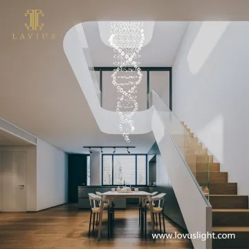 Residential decoration luxury crystal hotel lobby staircase custom modern chandelier