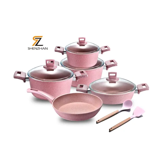 Kitchen Granite Cookware Set: Non-Stick Frying Pan, Aluminum Cooking Utensils, Marble Pots & Pans: Comprehensive Household Cooking Set