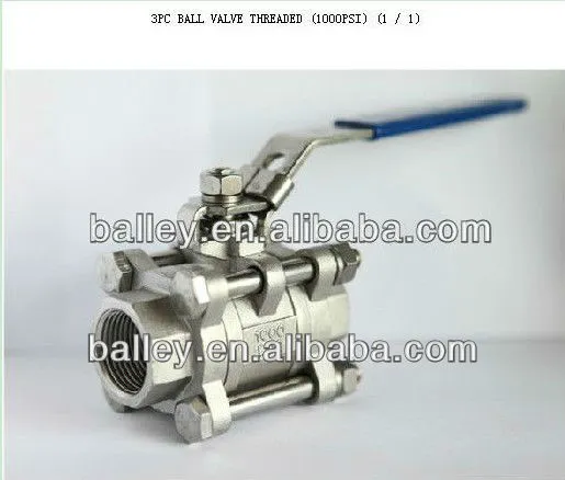 3-piece stainless steel (SS 316/304) ball valve 1000psi