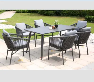 Outdoor Hotel Woven Rope Dining Table and Chair Set
