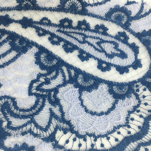 Paisley Variation Color Embroidery Fabric On Poly Mesh