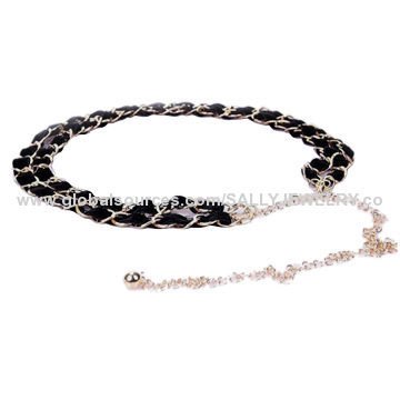 Thin Black Fabric Chain Belt, China Manufacturer, OEM Orders are Welcome
