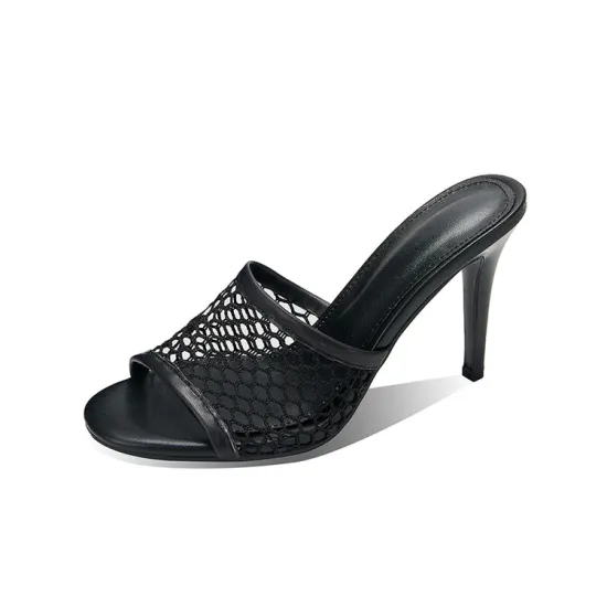 Hollow Mesh High Heel Sandals Slippers Slingback