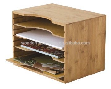 Bamboo File Organizer with Adjustable Dividers
