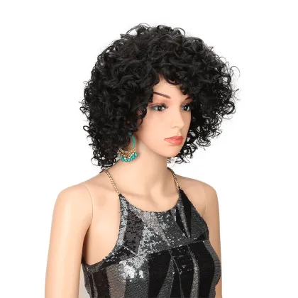 Charming short colored soft heat resistant synthetic wigs with omdre color kinky curl synthetic hair wigs