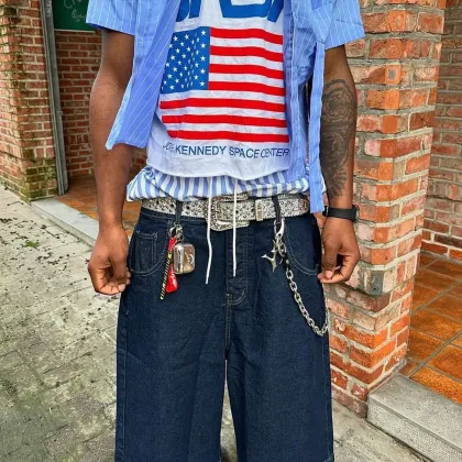 Custom Applique Patch Denim Shorts for Men