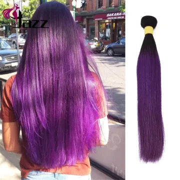 Wholesale virgin hair vendors Brazilian Straight Hair Weaving Bundles 1B/Purple Virgin Ombre Purple Human Hair Weave