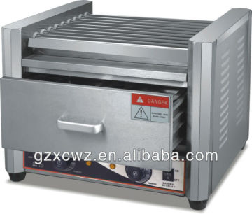 nine roller hot dog grill machine with warmer