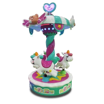 Coin-Operated Amusement Park Attractions: Indoor Carousel Horse and Electric Kiddie Ride for Kids