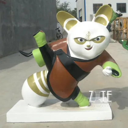 Park garden movie character sculpture resin kung fu panda master shifu raccoon statue